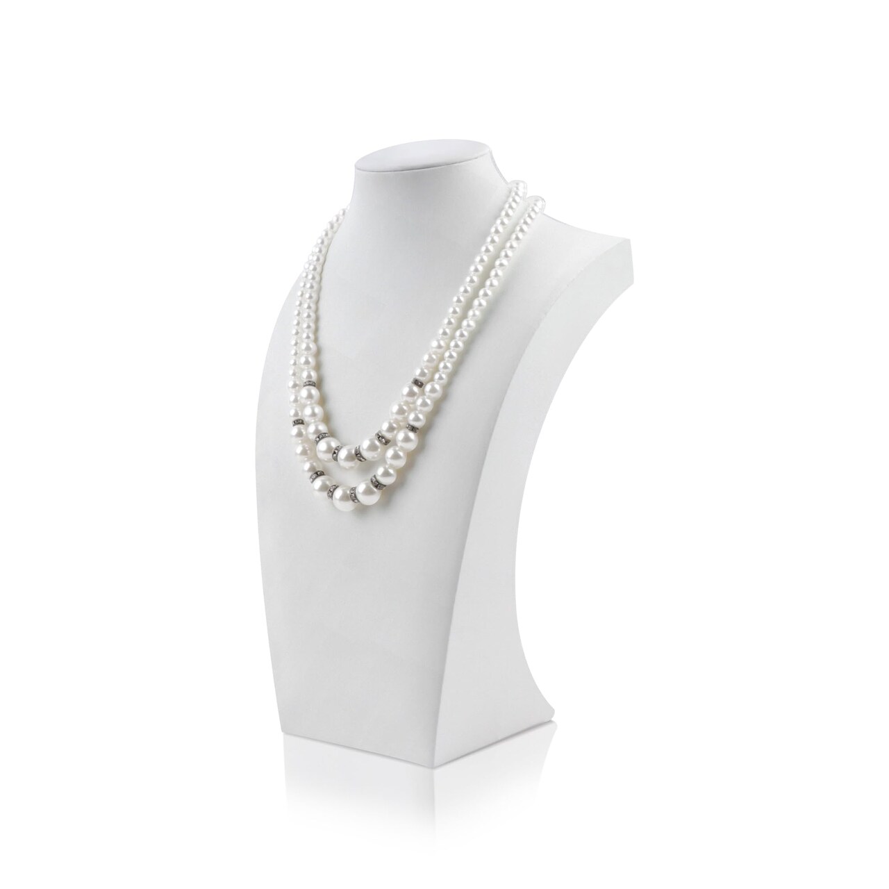 Necklace Display Bust - PU Leather Jewelry Bust Stand for Photography, Boutique Display, and Home Organisation(White-9.8"x5.7")